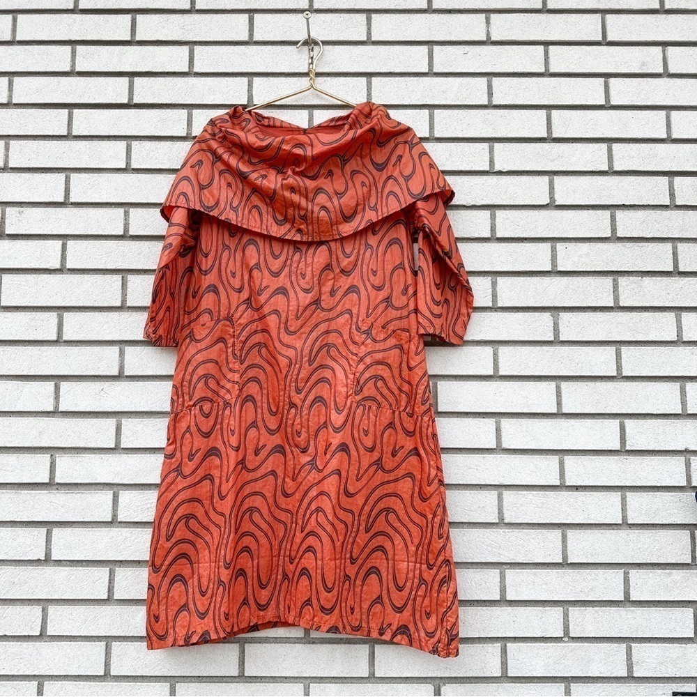 Megan Brogden Studio Handmade Psychedelic Print Wide Collar Tunic Dress S